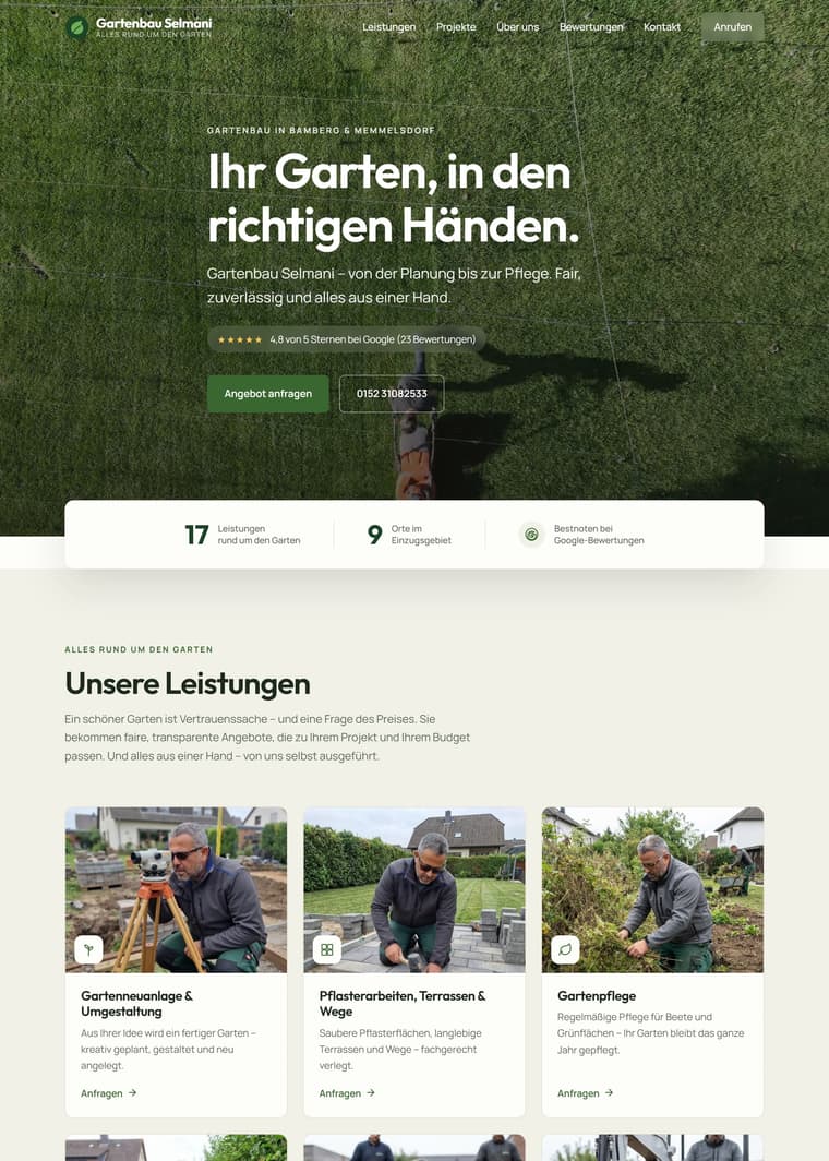 Gartenbau Selmani auf Rechner und Handy