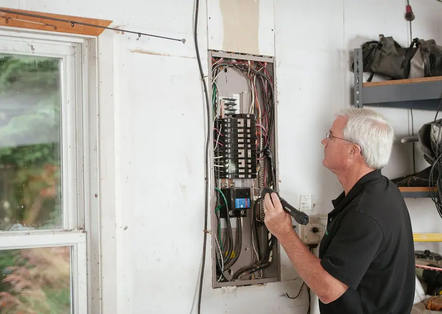 Elektriker bei der Arbeit an einer Hausinstallation