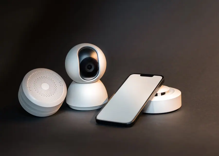 Smart-Home-Geräte auf dunklem Untergrund