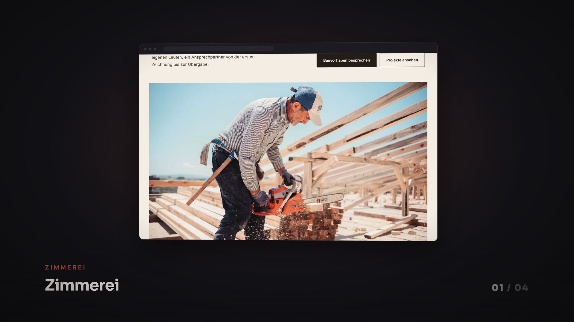 Standbild aus dem Werbevideo: eine fertige Website in einem Browserfenster.