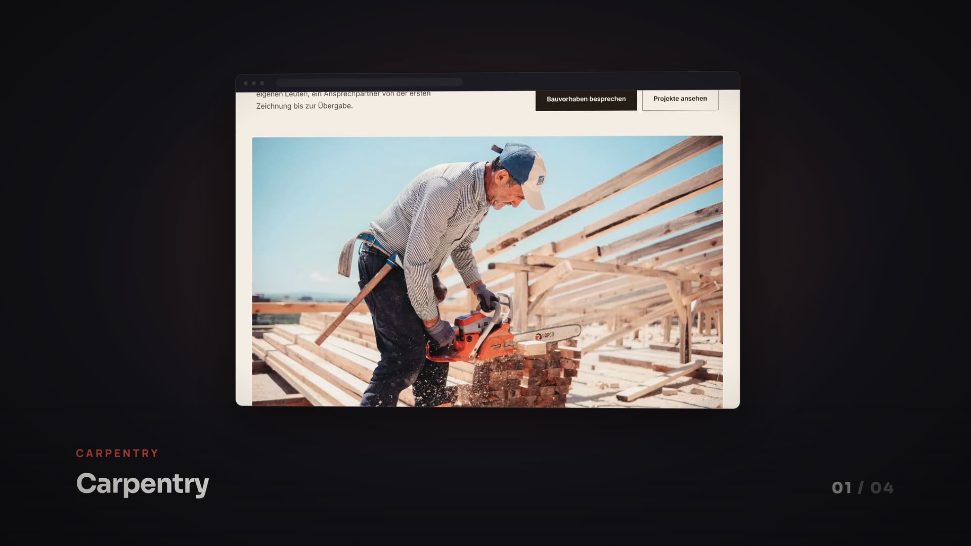 Still from the promo video: a finished website inside a browser window.
